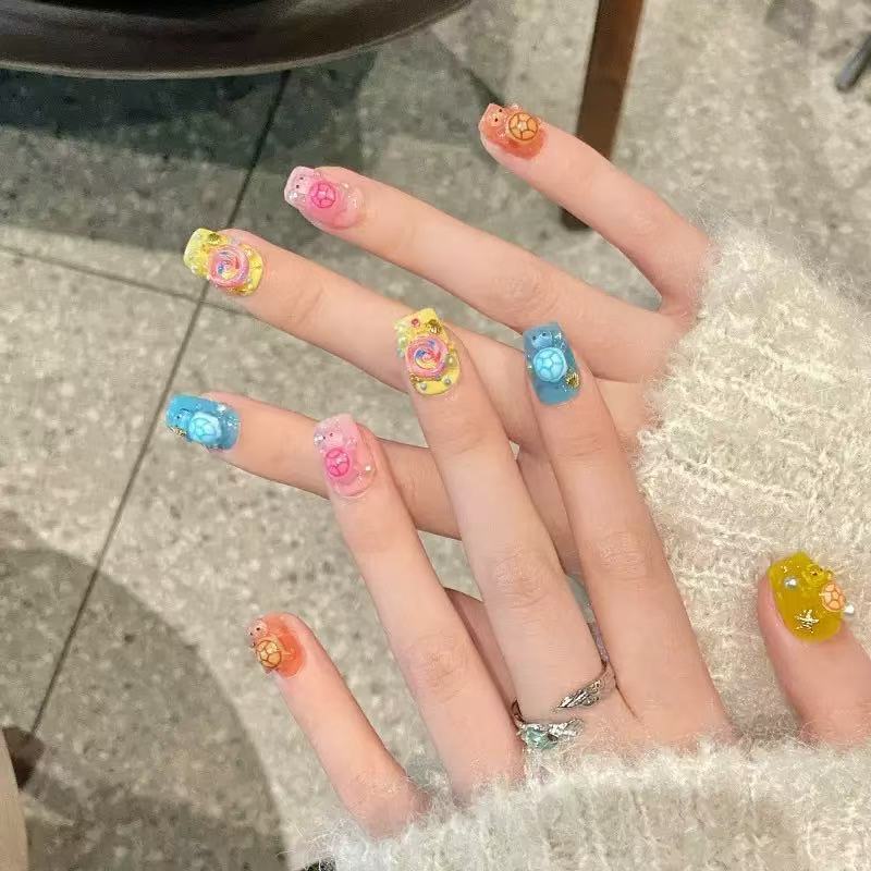 Sewing Art - 100개 미니 컬러풀 거북이 레진 참