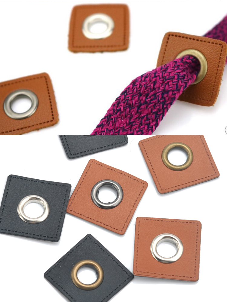 Sewing Label - 30 개/몫 27/37mm 스퀘어 블랙/브라운 PU