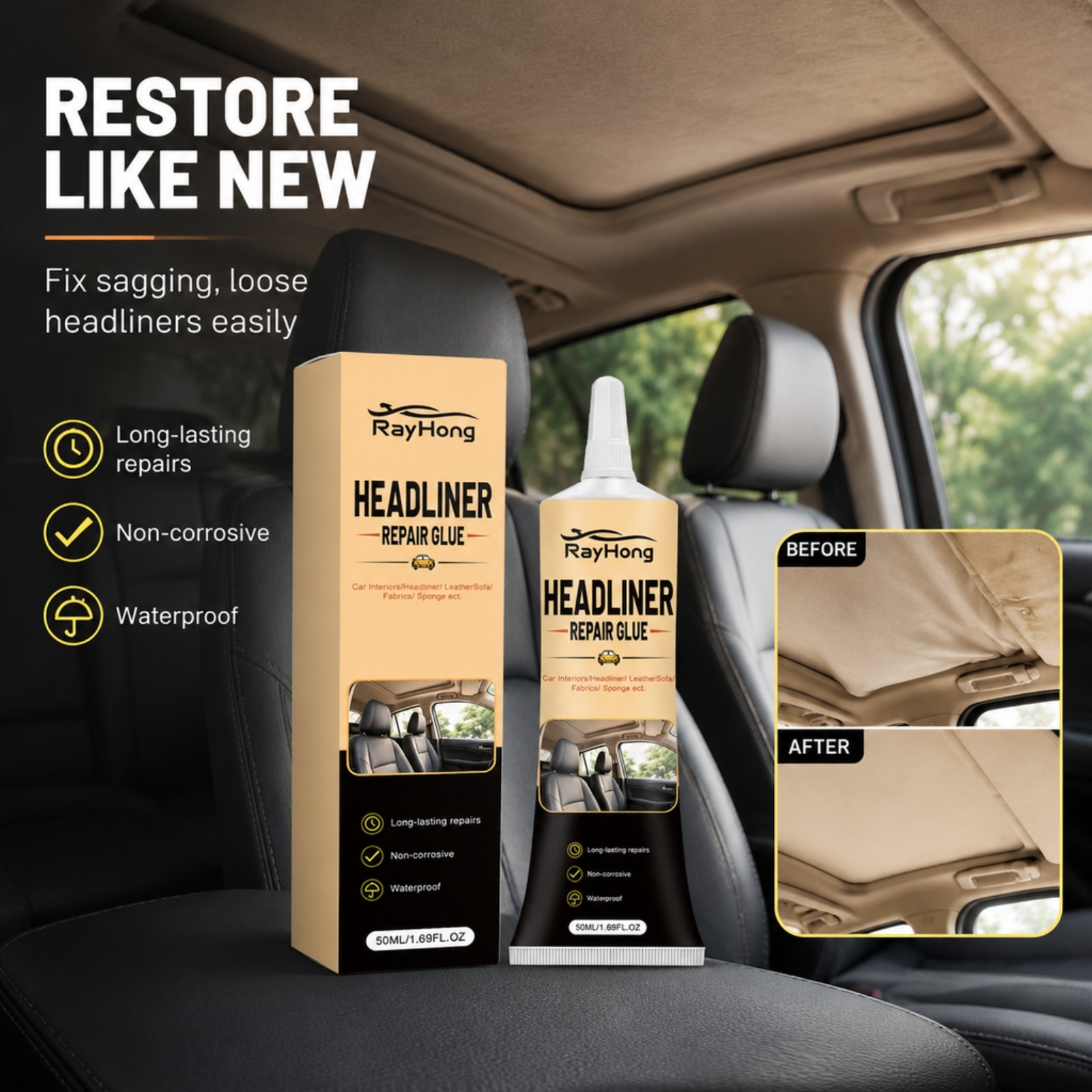 헤드라이너 수리용 접착제 자동차 천장 라이닝 접착제 가 - Fabric Glue Bond 리뷰 및 가격