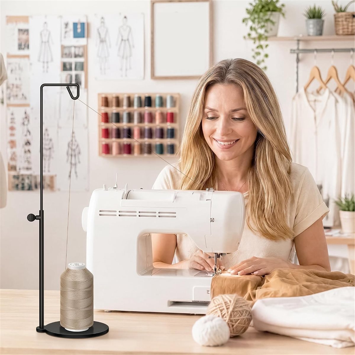 조절 가능한 콘형 실 스탠드 스풀 홀더, 재봉틀, 자수 - Serger Thread Cone 리뷰 및 가격