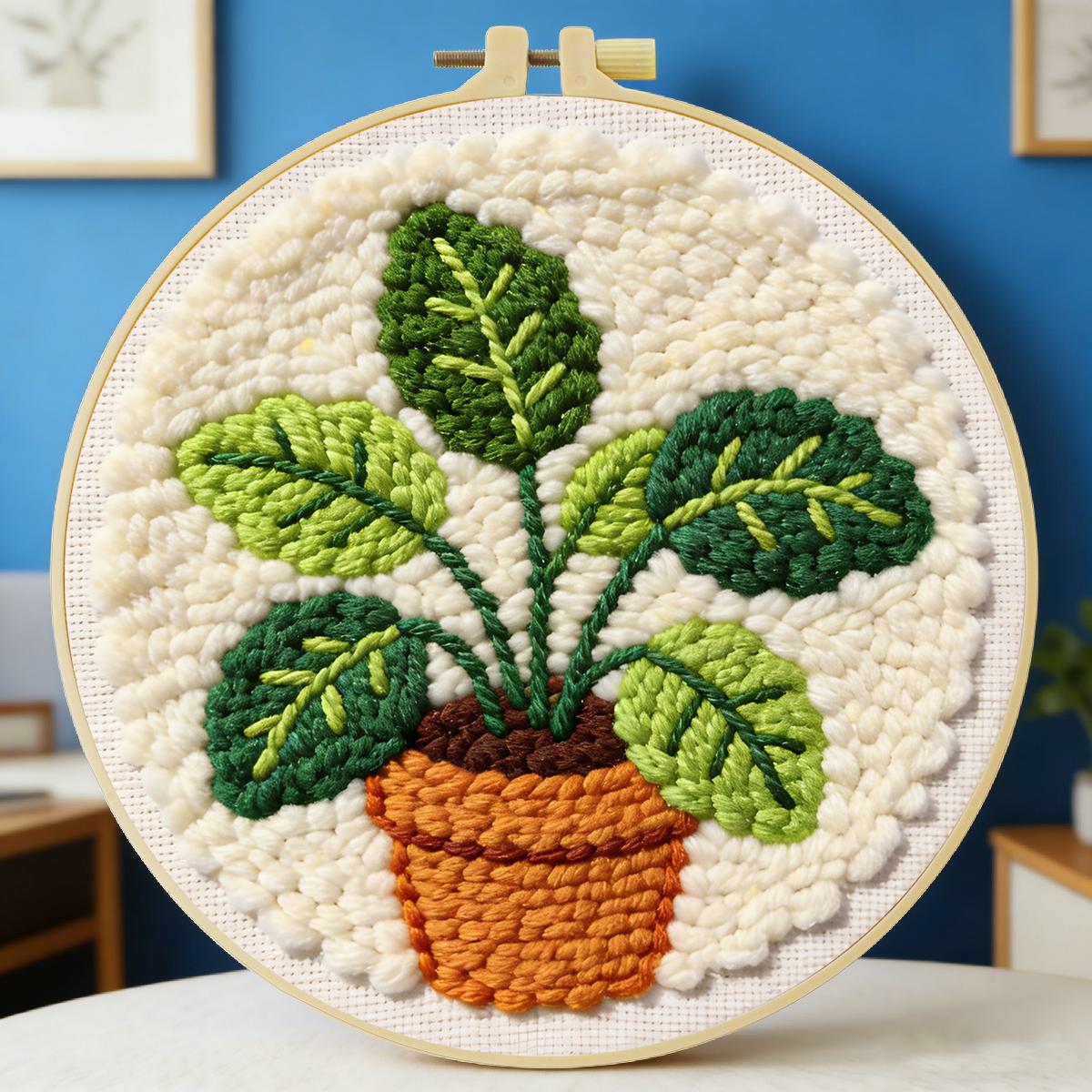 20X20CM/7.87인치 나뭇잎 펀치 니들 자수 세트 - Sewing Textile Art 리뷰 및 가격