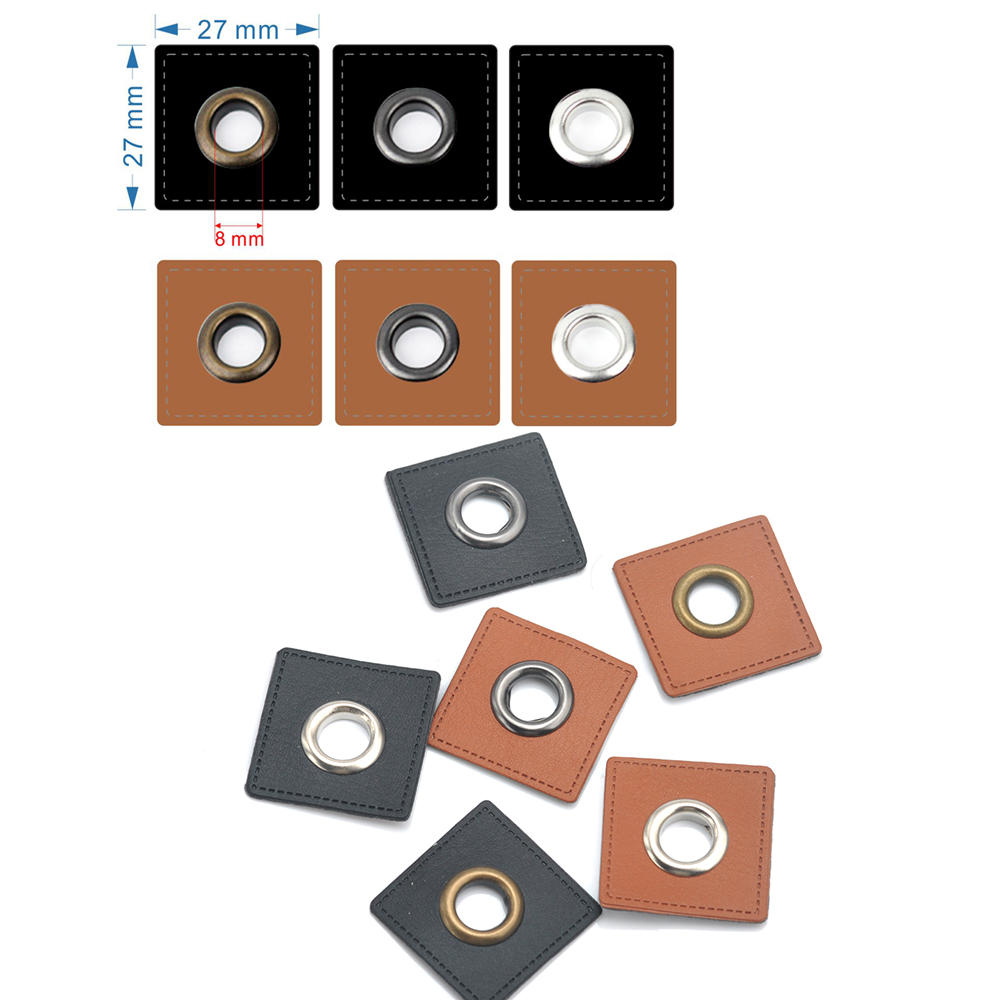 30 개/몫 27/37mm 스퀘어 블랙/브라운 PU 가 - Sewing Label 리뷰 및 가격