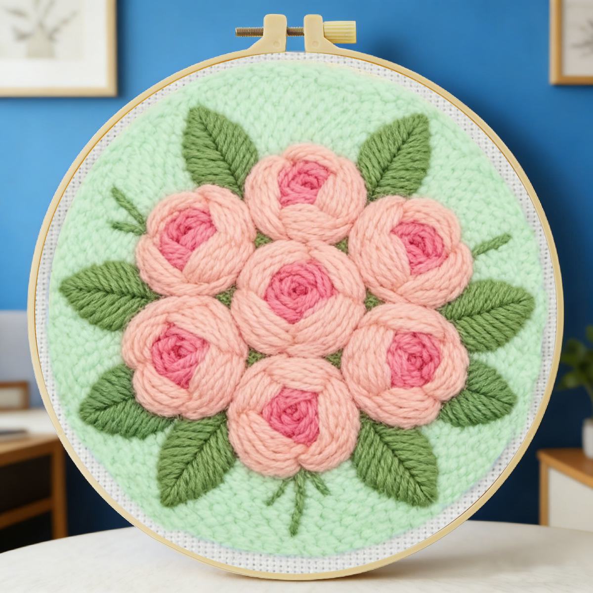20X20CM/7.87인치 꽃 펀치 니들 자수 세트 키 - Sewing Textile Art 리뷰 및 가격